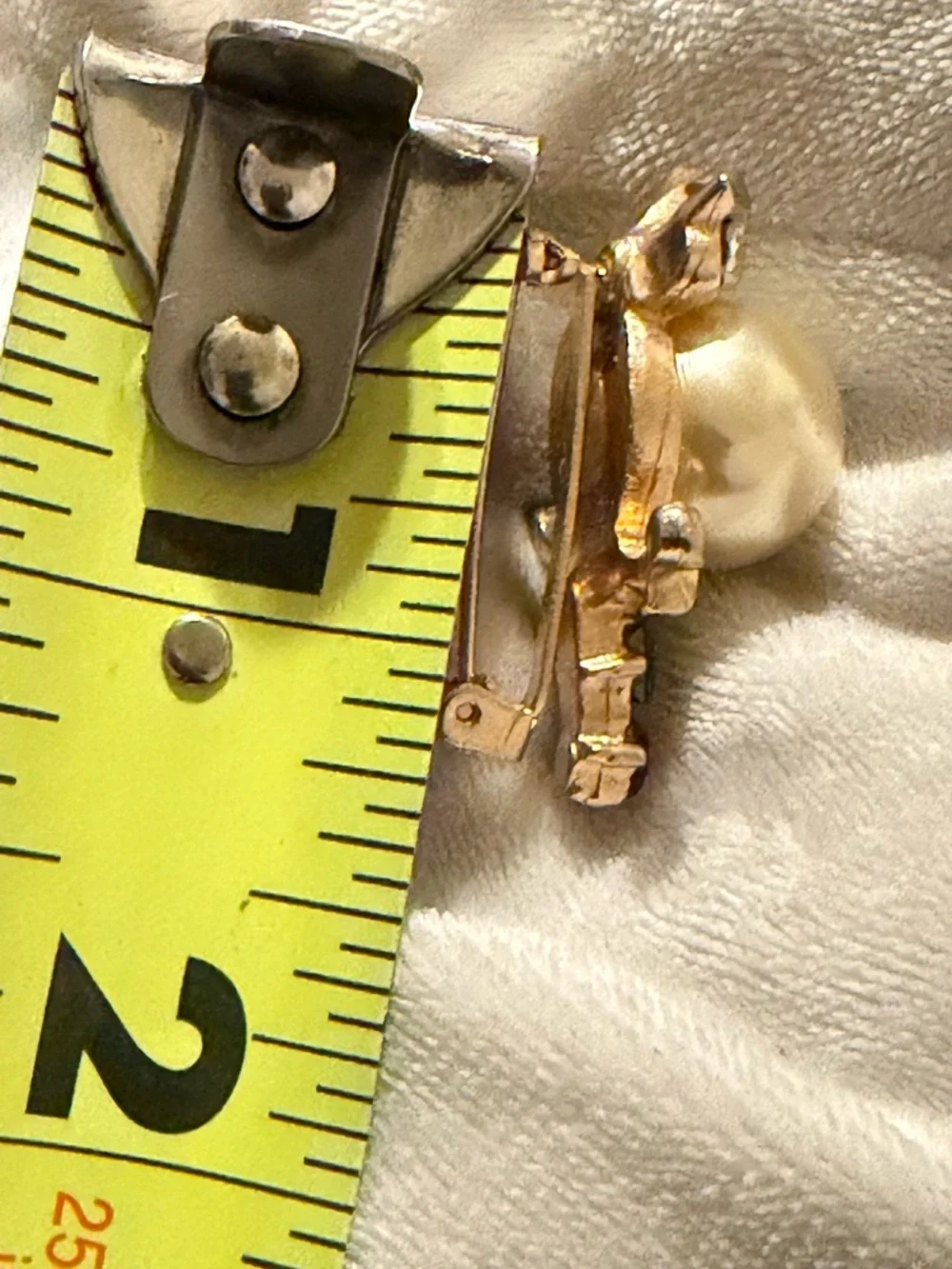 Gold-Tone Owl Brooch with Pearl and Red & Blue Stones